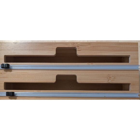 ❄️2 Slot Kitchen Foil and Plastic Wrap Bamboo Dispenser - Picture 1 of 2